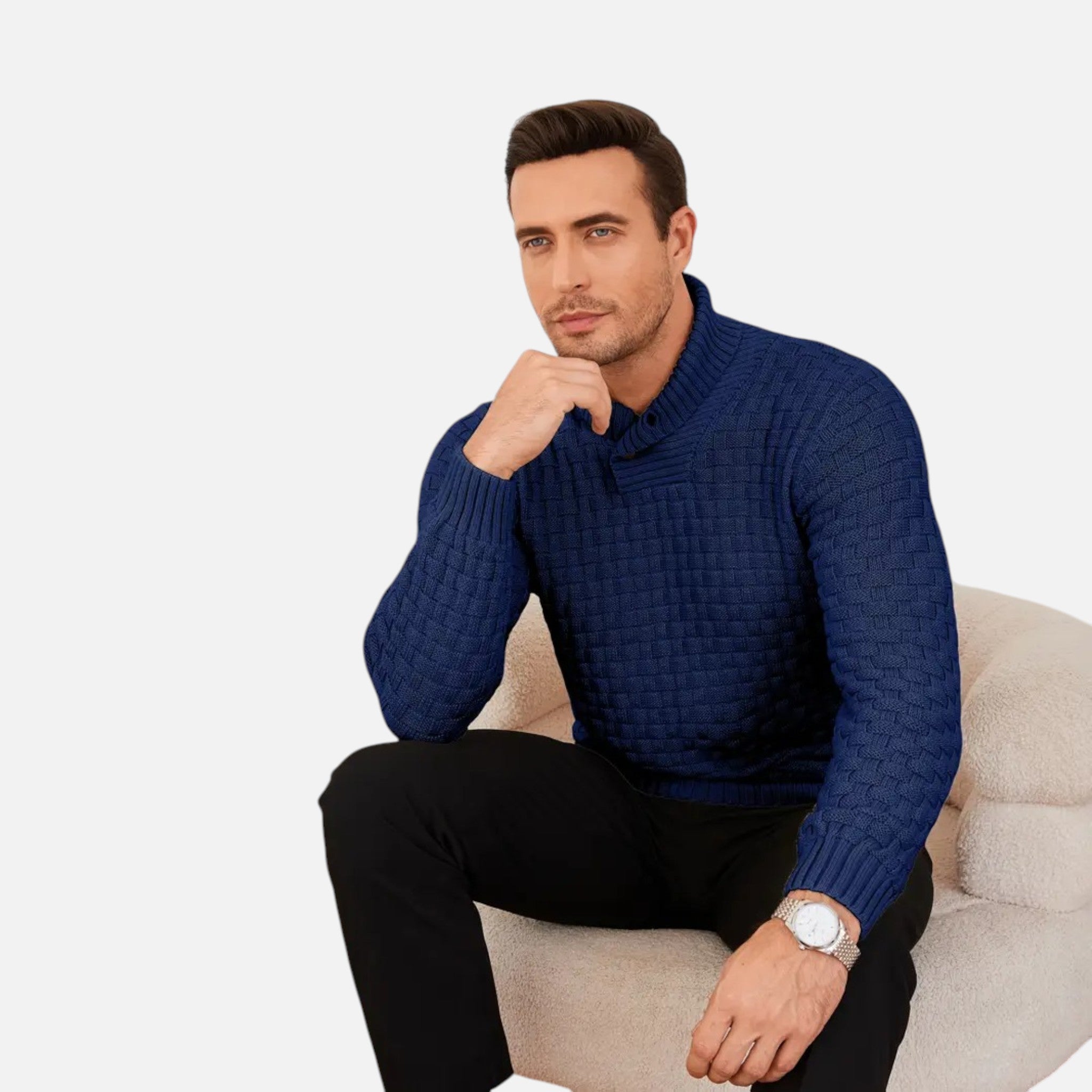 Beaumont Atelier | Men’s Burgundy Knit Polo Sweater