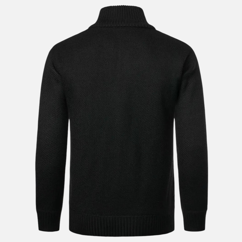 Beaumont Atelier | Men’s Zip‑Up Stand‑Collar Cardigan, Heritage Knit