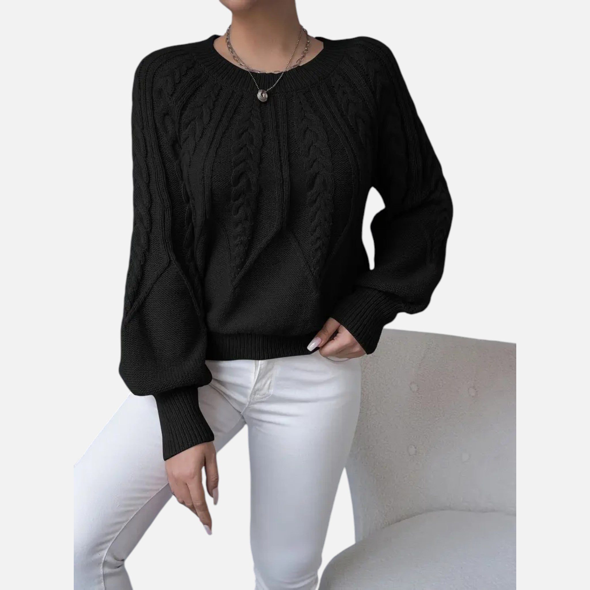 The Margaux Knit – Soft Lantern-Sleeve Sweater