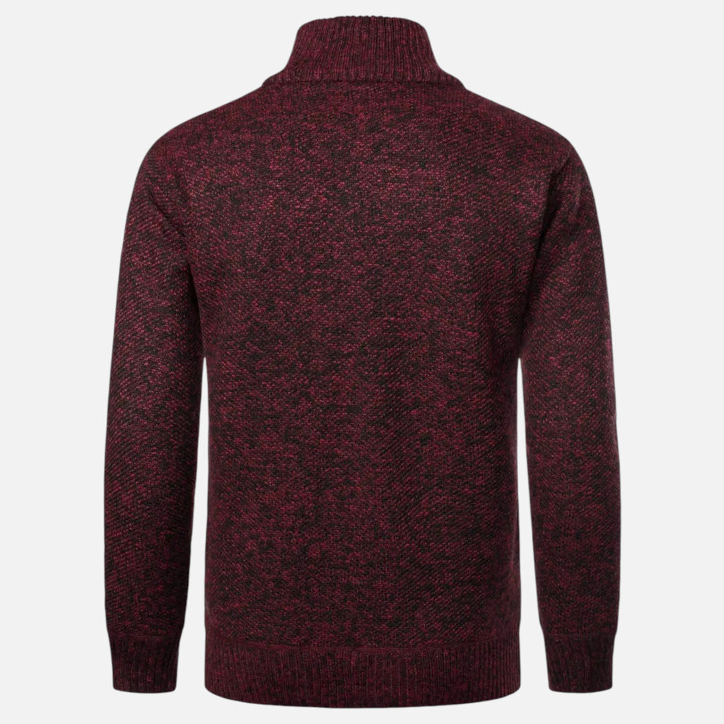 Beaumont Atelier | Men’s Zip‑Up Stand‑Collar Cardigan, Heritage Knit