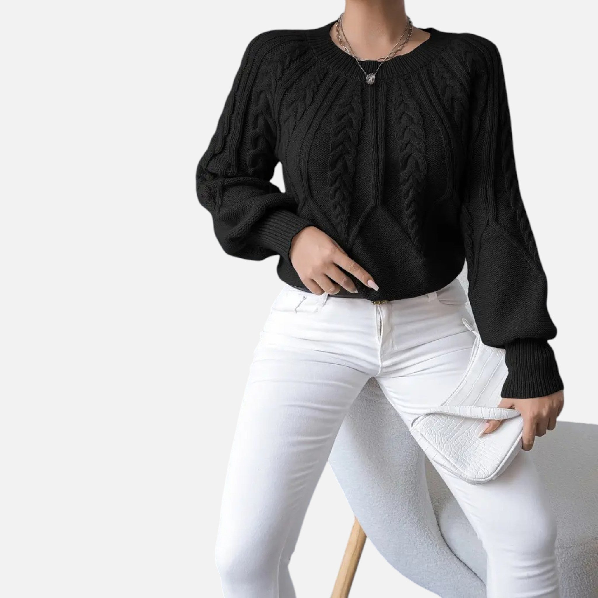 The Margaux Knit – Soft Lantern-Sleeve Sweater