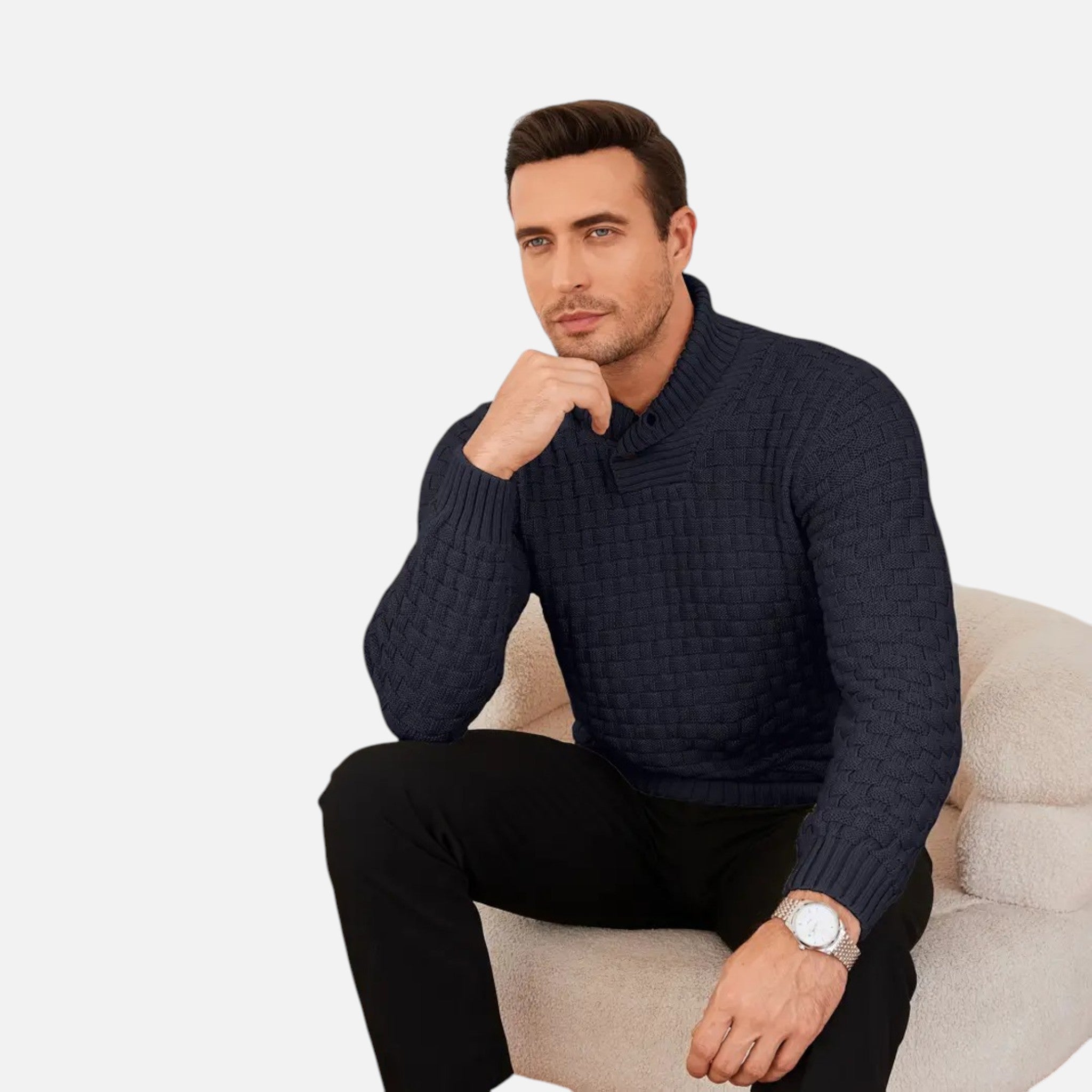 Beaumont Atelier | Men’s Burgundy Knit Polo Sweater