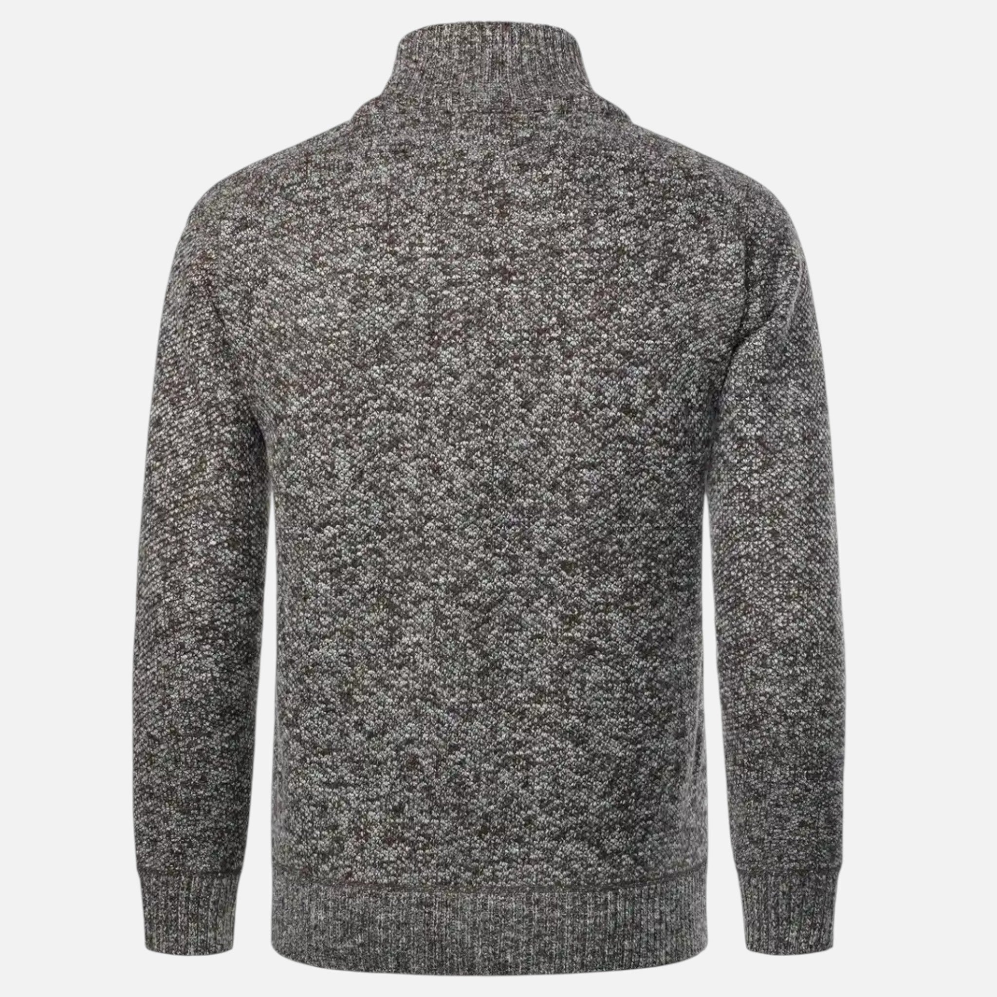 Beaumont Atelier | Men’s Zip‑Up Stand‑Collar Cardigan, Heritage Knit