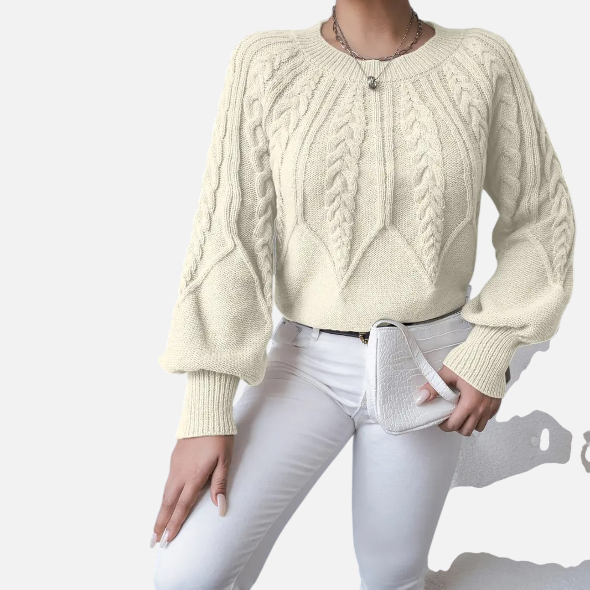 The Margaux Knit – Soft Lantern-Sleeve Sweater