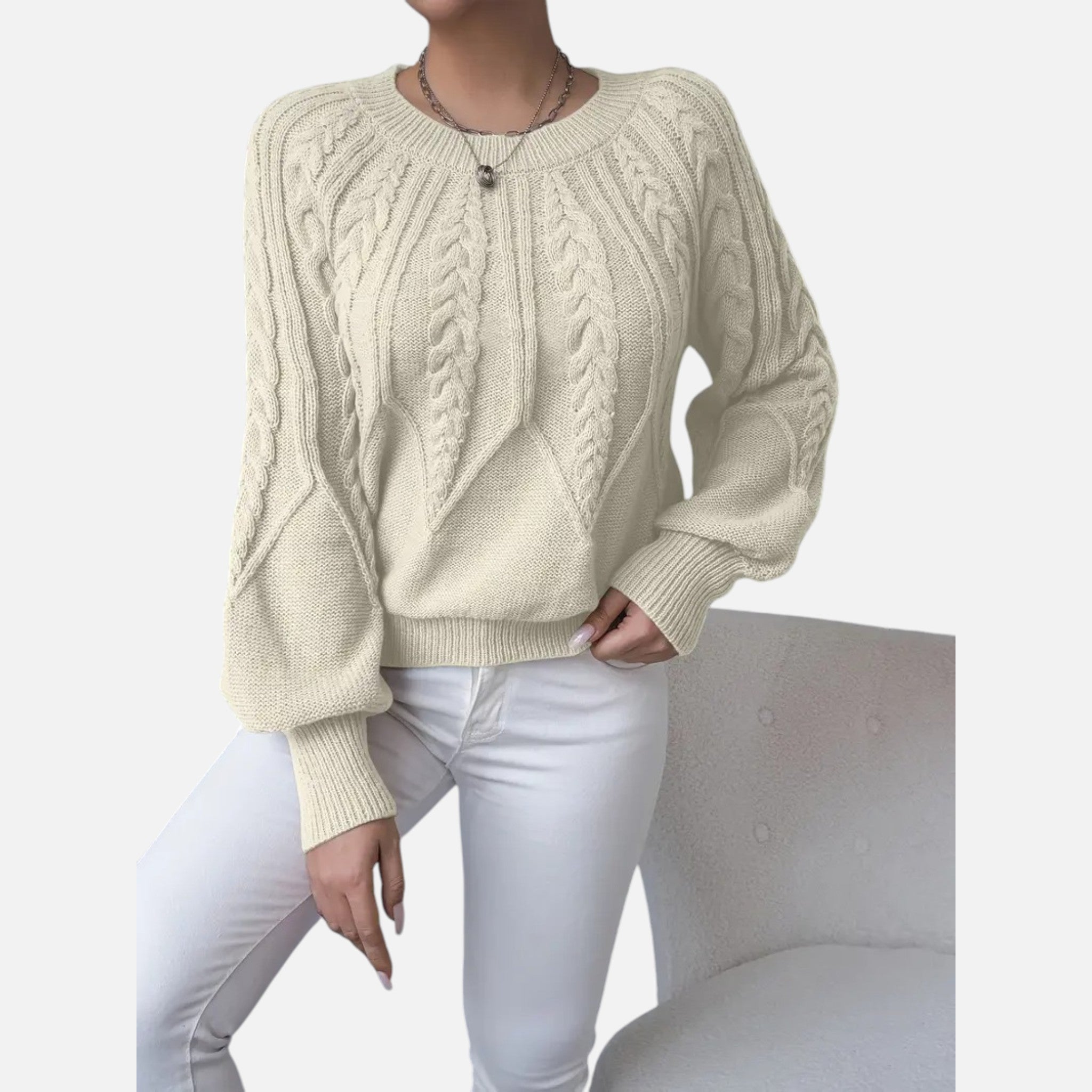 The Margaux Knit – Soft Lantern-Sleeve Sweater