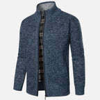 Beaumont Atelier | Men’s Zip‑Up Stand‑Collar Cardigan, Heritage Knit