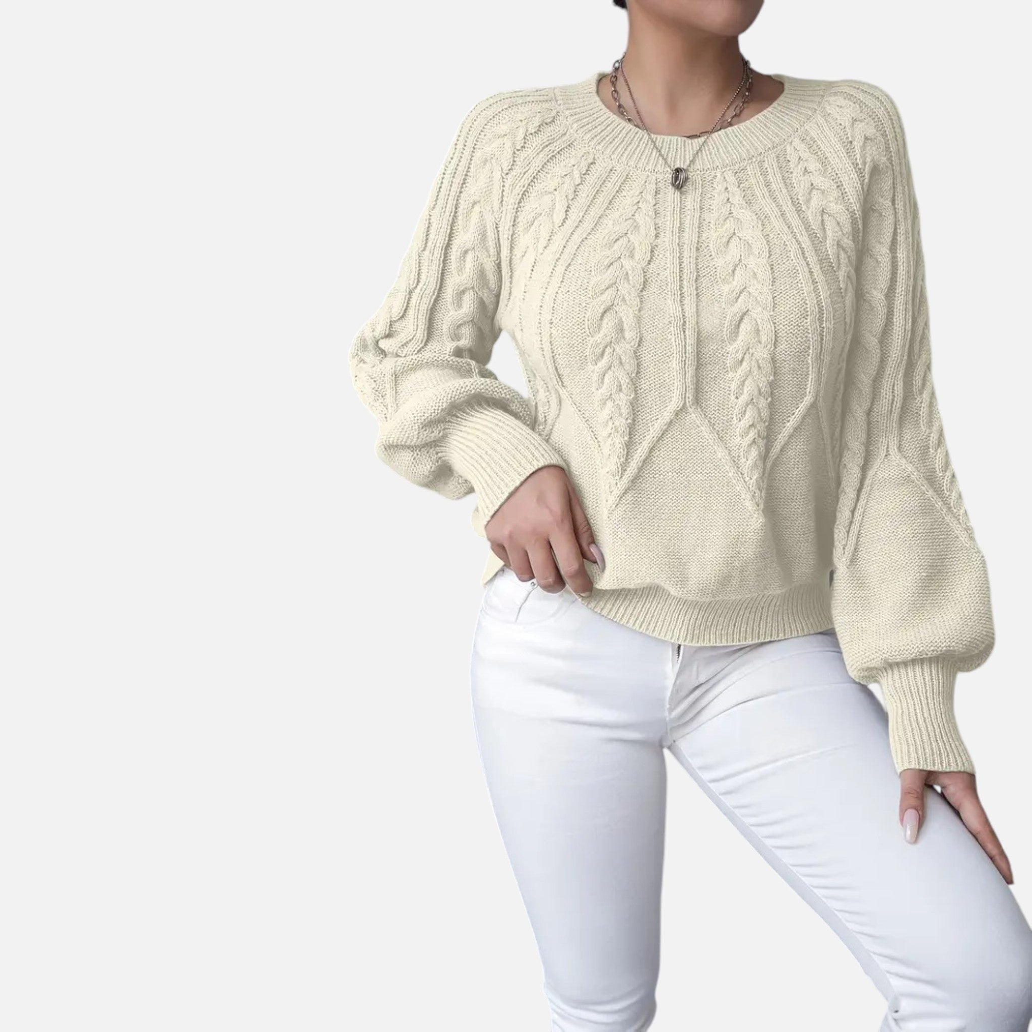 The Margaux Knit – Soft Lantern-Sleeve Sweater