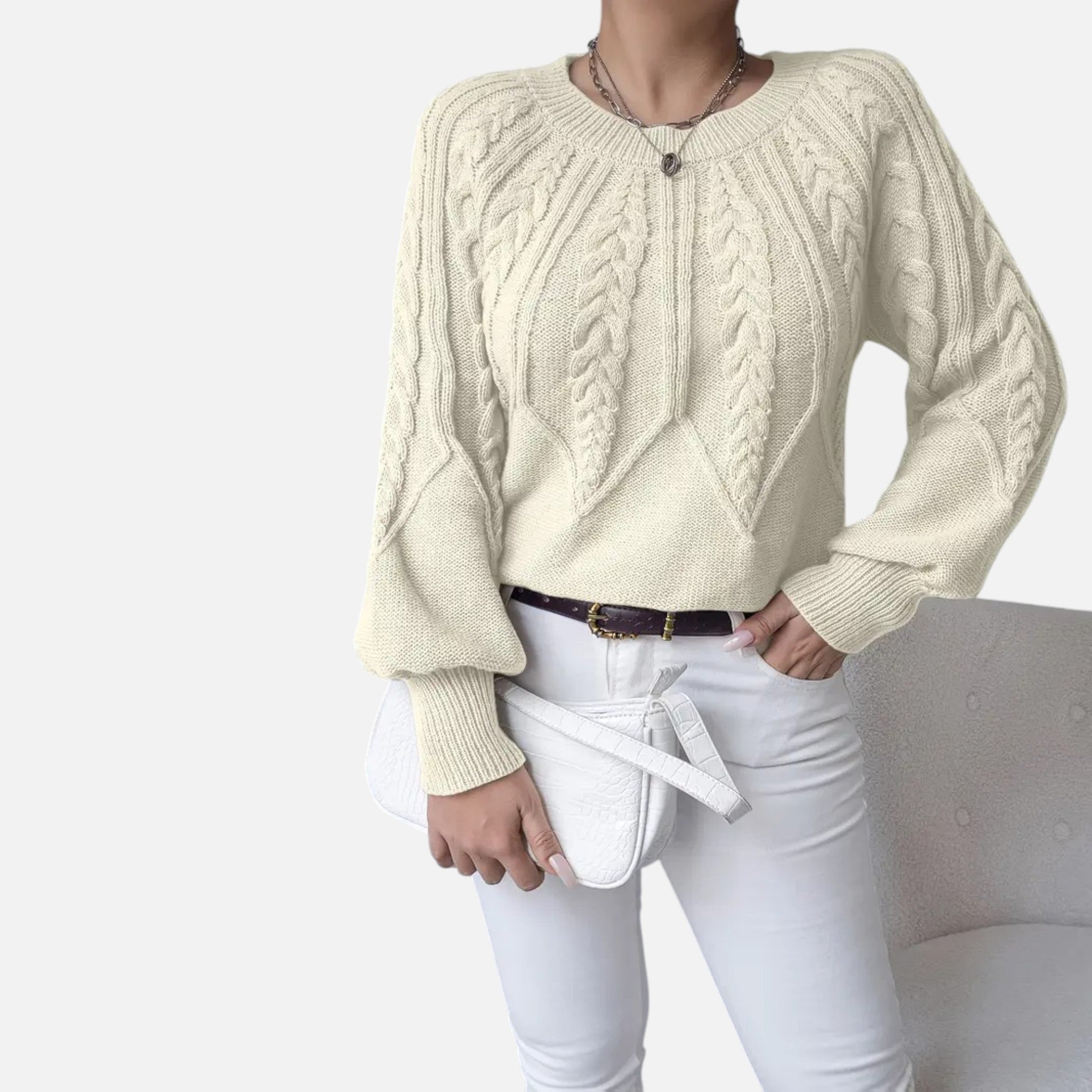 The Margaux Knit – Soft Lantern-Sleeve Sweater