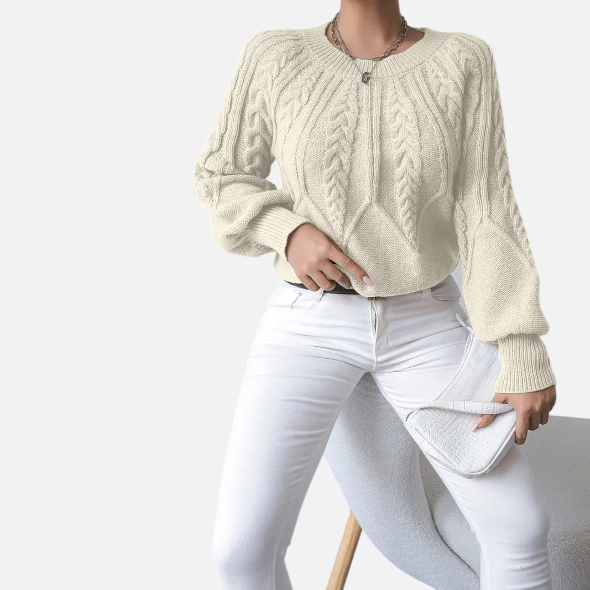 The Margaux Knit – Soft Lantern-Sleeve Sweater