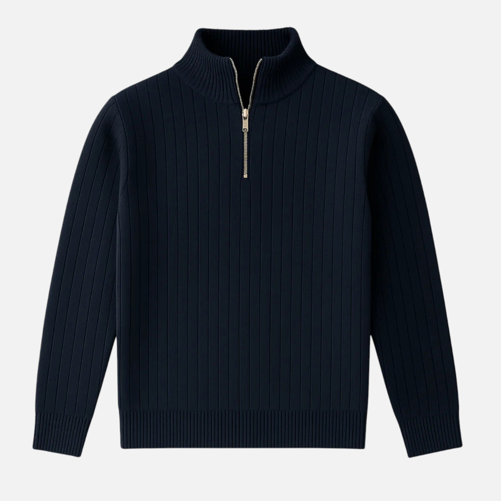 Beaumont Atelier | Men’s Ribbed Half‑Zip Cashmere Jumper
