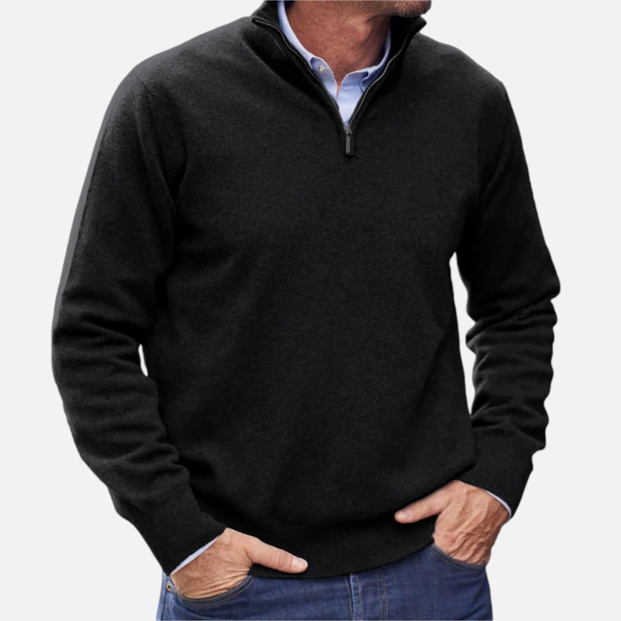 Beaumont Atelier | Men’s Zip‑Up Cashmere Sweater, Ivy League