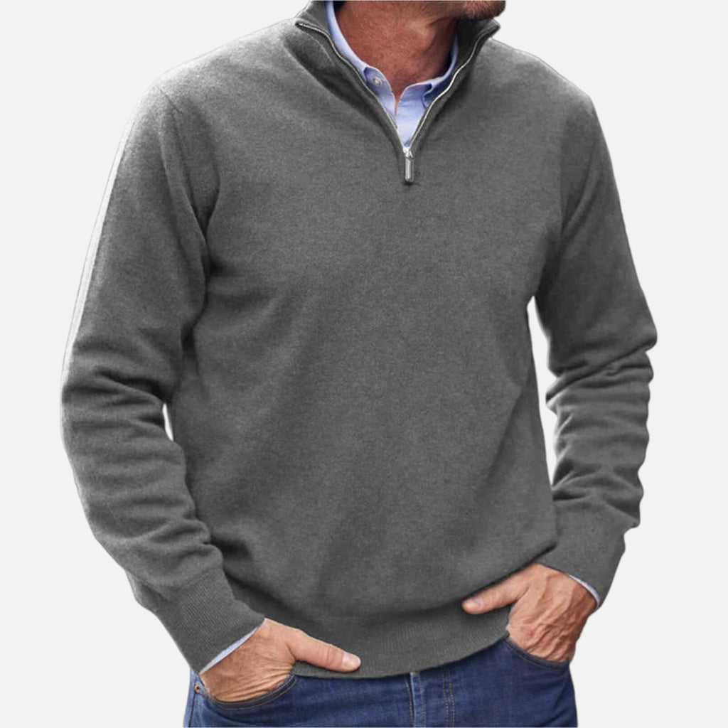 Beaumont Atelier | Men’s Zip‑Up Cashmere Sweater, Ivy League
