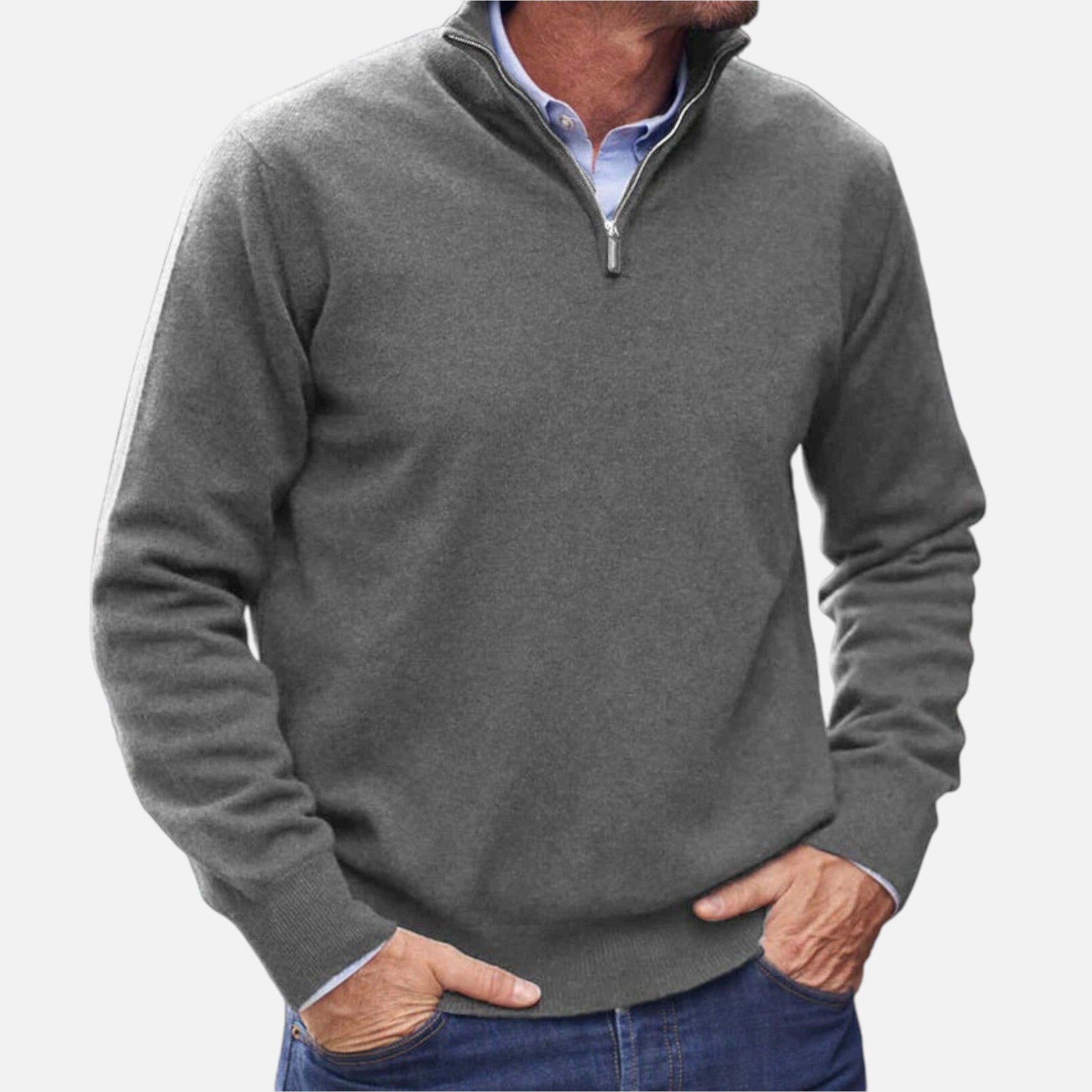 Beaumont Atelier | Men’s Zip‑Up Cashmere Sweater, Ivy League