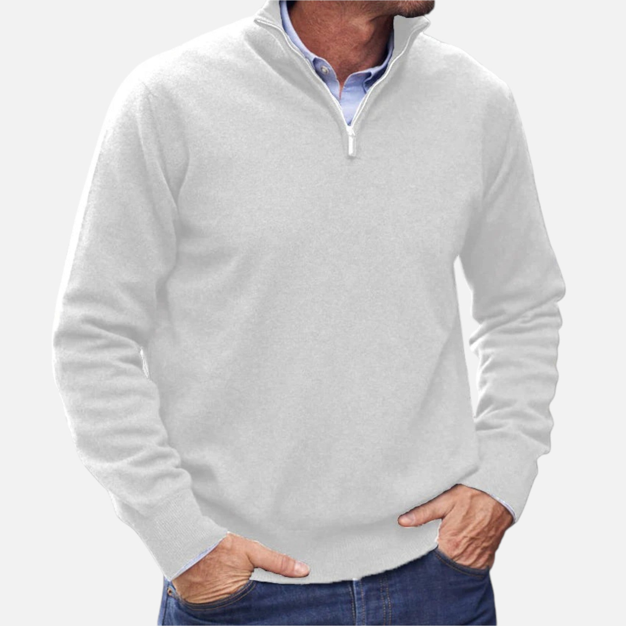 Beaumont Atelier | Men’s Zip‑Up Cashmere Sweater, Ivy League