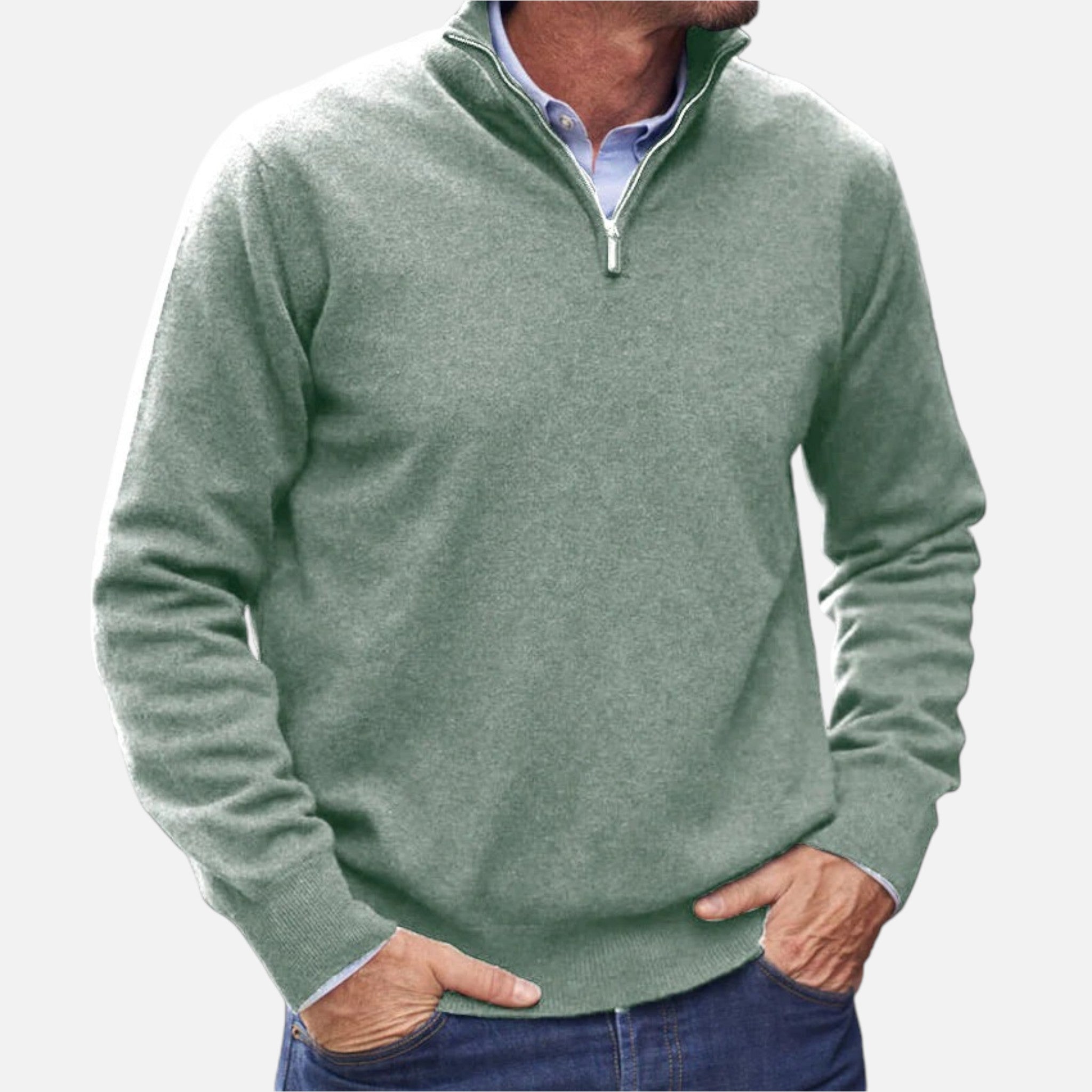 Beaumont Atelier | Men’s Zip‑Up Cashmere Sweater, Ivy League