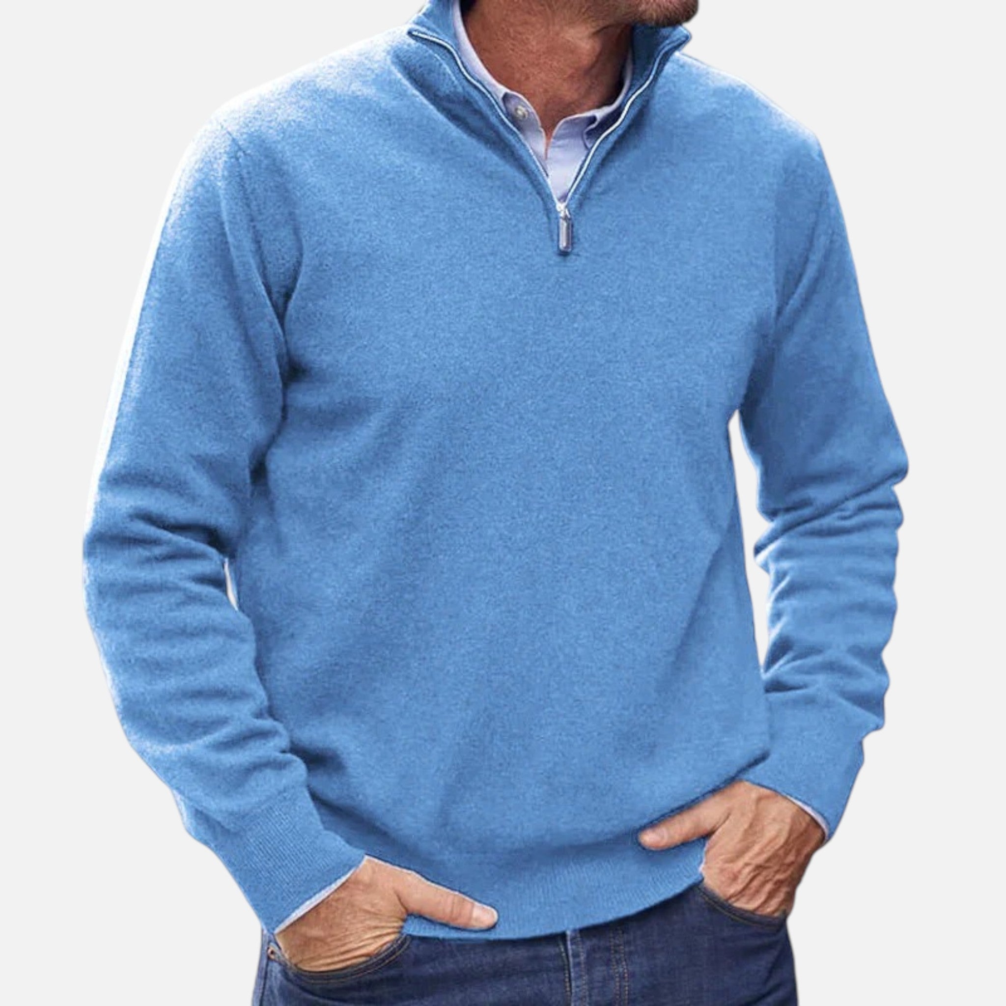 Beaumont Atelier | Men’s Zip‑Up Cashmere Sweater, Ivy League