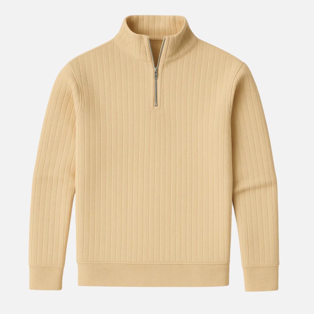 Beaumont Atelier | Men’s Ribbed Half‑Zip Cashmere Jumper