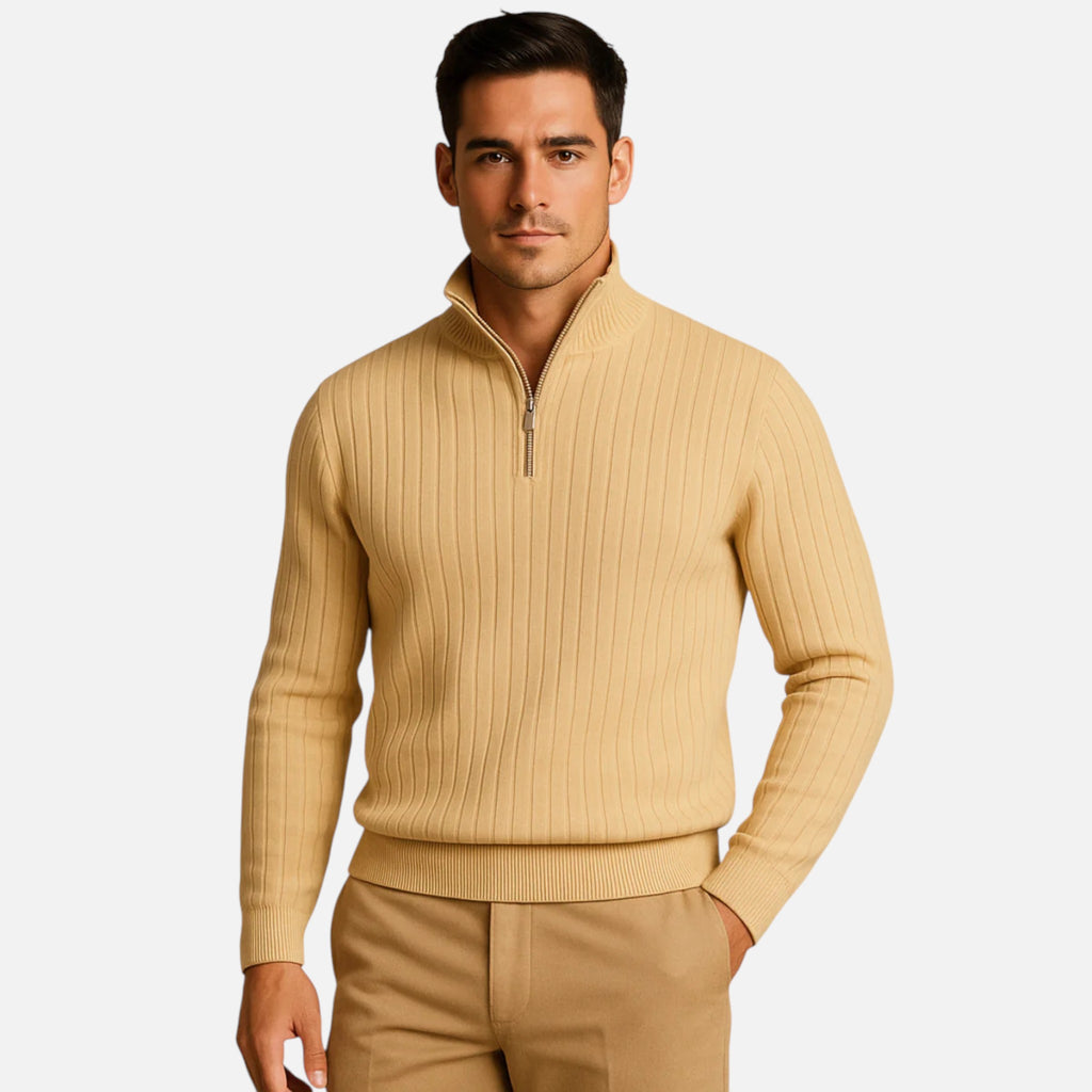 Beaumont Atelier | Men’s Ribbed Half‑Zip Cashmere Jumper
