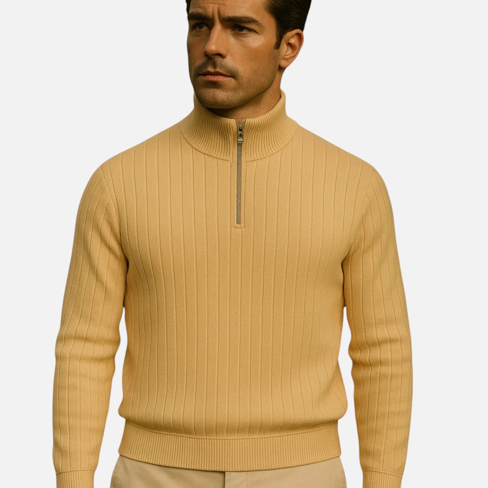 Beaumont Atelier | Men’s Ribbed Half‑Zip Cashmere Jumper